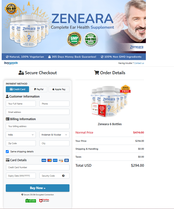 Zeneara Order Page